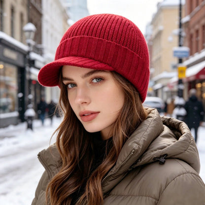 ❤️Unisex Varm Stickad Mössa med Brätte丨Mångsidig丨Resor丨Värme✅️